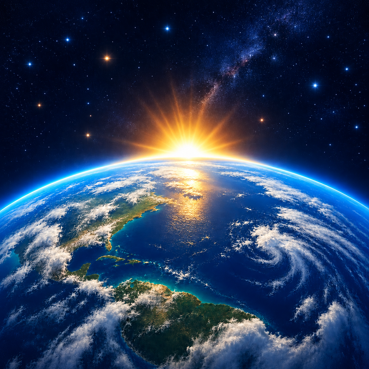 Earthrise brand artwork: sunlight rising over the Earth